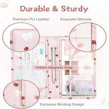 Mymazn Car Registration And Insurance Holder, PU Leather Glove Box Car Organizer With Magnetic Closure, Car Document Holder For Driver'S License &Amp; Essential Documents (Pink Bow) - ColorE - 查看 5