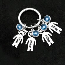 LICVIC 1 Móc khóa đá quý theo tháng sinh cá nhân hóa kèm tên, Móc khóa thép không gỉ cá nhân hóa cho nam nữ kèm mặt dây chuyền, Quà tặng móc khóa gia đình tùy chỉnh cho mẹ, Móc khóa tên tùy chỉnh, Quà sinh nhật, Giáng sinh, Halloween, Ngày của Mẹ, Ngày của Cha, Quà tặng cho các cặp đôi, cha mẹ, bạn thân, Móc khóa du lịch - Bạc - Xem 17