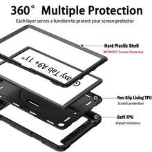 适用于 Tab A9+/A9 Plus X210/X216/X218 11 英寸（2023 款）、A11+ 2025 款的保护壳，全包式防震保护壳，带 360° 旋转支架、手带/肩带、笔槽，黑色 - 黑色 - 查看 5