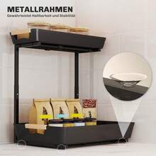 HOMCOM Kitchen Shelf, Height Adjustable Freestanding Shelf With 2 Baskets, Coffee Bar 40 X 30 X 33.5-42 - 1 - View 5