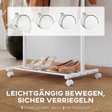HOMCOM Clothes Rack With Wheels, Mobile Wardrobe With Clothes Rail, 5 Hooks, White Shoe Rack - 1 - View 5