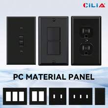 CILIA 1pc Pure Black Wall Outlet Switch Cover, PC Durable Protective Faceplates Socket Covers For Bedroom Accessory Home Decoration - Black - View 3