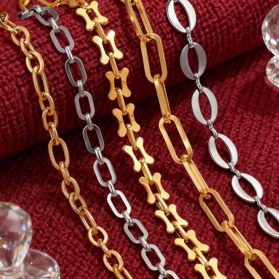 1米39.37英寸不锈钢高品质骨镀金字母O链卷链，适用于DIY珠宝制作材料 - 鏈條 - 查看 1