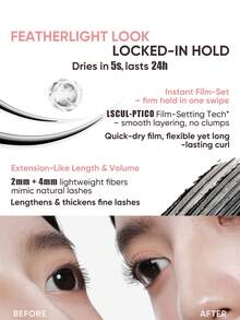 JUDYDOLL LENGTHENING & CURLING MASCARA, Lightweight, Waterproof, Smudge-Proof, Defines Lashes From Root To Tip - #01 黑色 - 查看 5