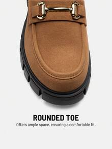 Women Chunky Loafers 2.17-Inch Heel Platform Loafers Pumps Slip On Casual Street Fashion Elegant Versatile Shoes - 紫紅色 - 查看 5