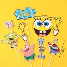 Spongebob Cake Topper, Patrick Star Cartoon Plush Doll, Cute Spongebob Birthday Party Cake Decorations