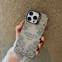 Phone Case: Floral Aesthetic Isaiah Bible Study Christian Fashion Phone Case For IPhone 16, 11, 15, 14, 13, 12 Pro Max Plus, Black And Silvery Shockproof Phone Case, Suitable As A Christian Gift For Women,Suitable For IPhone17 Air - 透銀 - 查看 3