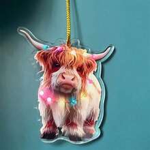 1pc Cute Highland Cow Christmas Ornaments, 1pc 2D Acrylic Decor, Non-Traditional & Adorable Suitable For Christmas Tree Hanging Decoration Christmas Decorations Home Christmas Gifts Christmas Decor - 彩色 - 查看 10