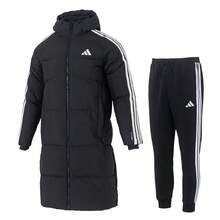 Adidas [Men's Sports Suit] 3S L DOWN JKT Long Jacket/Down Jacket, Duck Down, 80%+ Down Content; M 3S FL TC PT Knitted Fleece-Lined Casual Training Outdoor Running Pants - Black - View 1