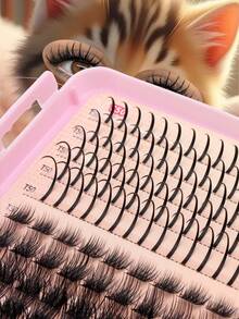 1BOX/2BOXES 640PCS/1280PCS Lash Cluster Set, Individual Cluster Lashes, D/DD Curl 0.35-0.63inch Effect DIY False Lashes, 50D+60D+80D+100D/50D+80D+100D+120DD Mixed Density, Natural Fluffy & Thick, 0.07mm Mink-Like Hair, Includes Eyelash Glue, Tweezers & Brush, For Christmas, Halloween, Party, Daily Wear, Essential Beauty Tools, Beauty & Health, Festive Glam Beauty, Eye Lash Clusters, Individual Eyelashes, Lashes, Fake Lashes - 黑色 - 查看 7