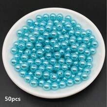 4/6/8/10mm Lake Blue Acrylic Round Beads For Jewelry Making Mobile Phone Chain DIY Fashion Bracelet Necklace Decoration Accessories - Teal Blue - View 5
