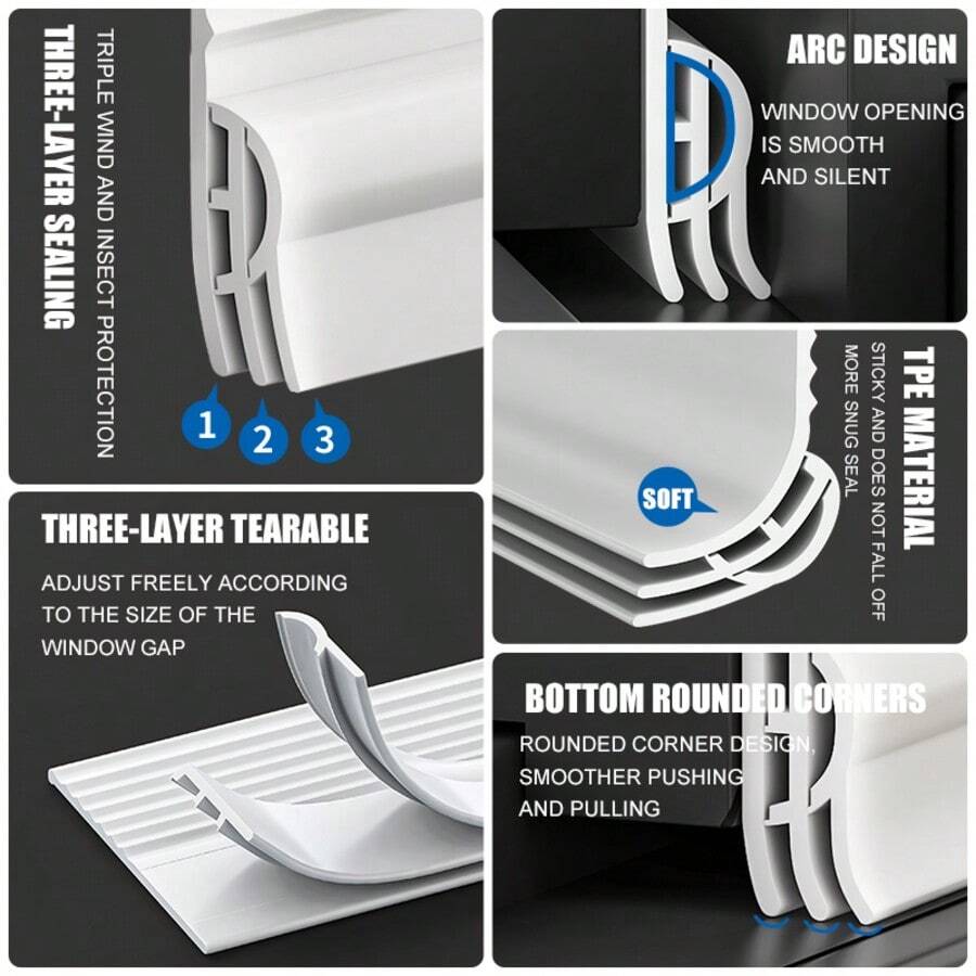 2/4米 TPE 三重防寒窗户密封条 防风防尘降噪密封条 自粘门密封条