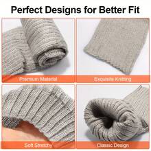 1 Pair Women's Solid Vertical Striped Warm Decorative Cute Leg Warmers, Suitable For Spring, Autumn And Winter - Grey - View 4