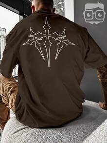 Oversized Gym Cross Streetwear Gothic Urban Style T-Shirt 3258 NERD VEST - Rust Brown - View 6