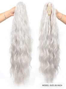 Synthetic 26Inch Long Wavy Claw Clip On Ponytail Hair Extension Blonde Ponytail Extension For Women Pony Tail Hair Hairpiece - Multicolor - View 18