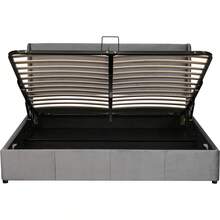 Upholstered Bed, Ear-Shaped, Cushion Top, Double Bed, Hydraulic Functional Bed, 160 X 200, Grey