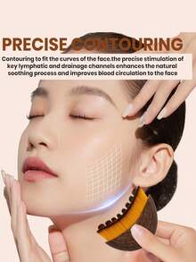 1件装淋巴引流面部按摩器及轮廓工具 - 用于缓解淋巴肿胀和浮肿，椭圆形刷毛设计，易于使用（无需吸力，操作简单），淋巴轮廓面部刷，干刷面部刷，淋巴引流按摩器，用于面部、下巴和下颌线塑形，符合人体工程学设计，精准贴合肌肤，缓解疲劳 - 彩色 - 查看 5