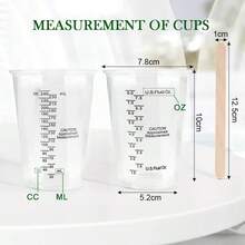 SMI Fine Disposable Plastic Measuring Cup With Wooden Stir Stick Multi-Purpose Epoxy Resin Liquid Mixing Cup With Graduations - Clear - View 2