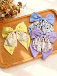 3 piezas Pinzas para el cabello con lazo floral para mujer, dulces, lindas, elegantes, frescas, retro, minimalistas, versátiles, de moda, hechas de material de poliéster, adecuadas para uso diario, decoración de atuendos, regalos festivos, pinzas de garra, pasadores para el cabello, barrettes - Multicolor - Ver 5