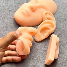 Silicone Tattoo Model, Piercing Practice Simulation Body Part Display, Silicone Ear, Nose And Mouth Models, Flexible Left And Right Fake Ear Piercing Practice Model, Silicone Body Part