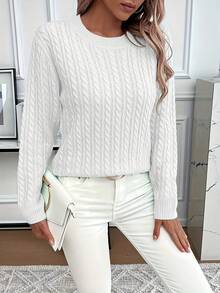 Vintage Twisted Flower Milk Yellow Sweater! Soft Knit Fabric Keeps Warm And Not Bulky, Round Neck Design Is Versatile And Casual, Paired With White Denim Pants For Daily Use, With A Fresh, Retro And Gentle Feeling That Locks In Directly - trắng - Xem 5