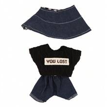 ملابس دمية قلادة بطول 17 سم، طقم جينز متعدد الألوان جميل مع إكسسوار جيتار وأحذية، مناسب للتنسيق (الدمية غير مشمولة) - إكسسوارات الدمية مقاس 17 سم - مشاهدة 22