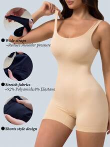 2PCS Shapewear Bodysuit  Control Full Body Shaper Shorts Seamless Tank Tops Slimming Shaping Leotard Yaga Pants For Women - 米色 - 查看 4