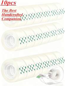 10/5/1 Rolls Of Super Strong Transparent Tape - 0.8cm Wide (0.32 Inches), Suitable For Gift Wrapping, Office, Crafts, Home, Warehouse, Mailing, Neatly Stacked Rolls, OfficeCrafting.Christmas Gifts - Multicolor - View 2