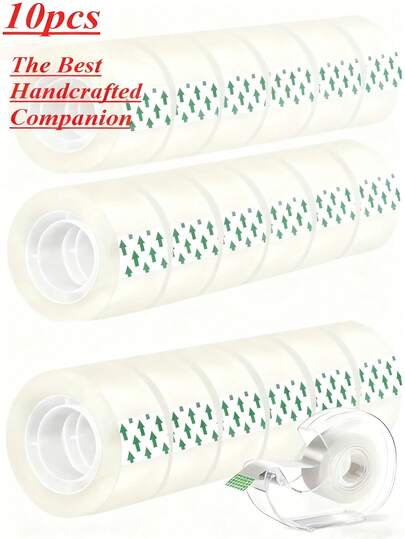 10/5/1 Rolls Of Super Strong Transparent Tape - 0.8cm Wide (0.32 Inches), Suitable For Gift Wrapping, Office, Crafts, Home, Warehouse, Mailing, Neatly Stacked Rolls, OfficeCrafting.Christmas Gifts