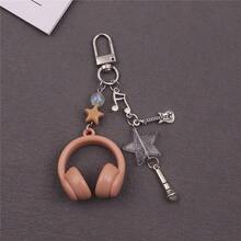 Music Element Acrylic Earphone Case Music Note & Microphone Pendant Bag Charm Accessory For Students & Women Car Accessories For Women Keychain For Bag - Multicolor - View 16