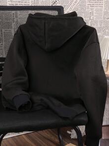 LQTY 女士秋冬纯色黑色拉链外套，韩版风格，舒适复古时尚通勤百搭Y2K女式外套，适合户外休闲小众朋克风开衫连帽外套 - 黑色 - 查看 5