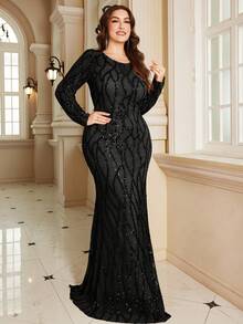 XUIBOL Váy cưới cho mẹ cô dâu sang trọng, cổ tròn, chất liệu vải sequin thêu tinh tế, chất lượng cao, vừa vặn, cỡ lớn, cổ tròn, buổi tối, ngày cưới, tiệc sinh nhật, kỷ niệm, gia đình, tiệc cocktail, tiệc trang trọng, tiệc chiêu đãi, tiệc đơn, ngày lễ, mùa hè, mùa thu, cổ chữ V, tay ngắn, sang trọng, thanh lịch (thêu dày) - màu đen - Xem 3