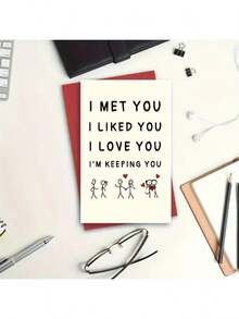 1/2 Pcs "I Like You, Love You, Keep You" Anniversary & Celebration Of Love Greeting Card - Apricot - View 3