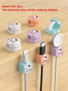 SANRIO 6个Hello Kitty磁性理线夹，可调节理线器，适用于桌下理线，人造宝石装饰，粘性充电器理线器，适用于家庭、办公室、桌面、墙壁、床头柜 - 彩色 - 查看 7