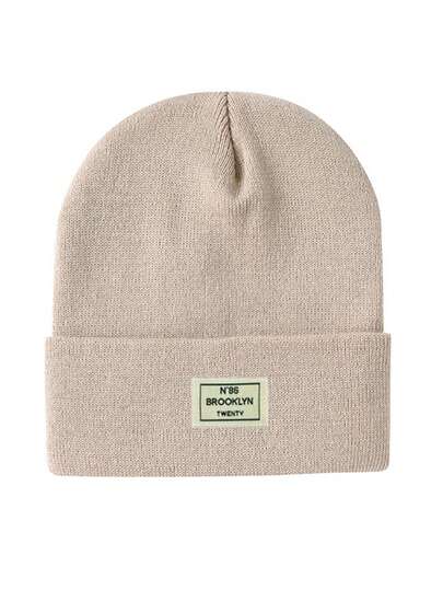 1pc Women Letter Decor Casual Beanie Hat, Warm For Autumn/Winter