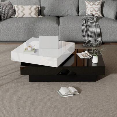 Cylindrical Coffee Table 60 X 60 X 35.1, 360° Rotating Tabletop, Freely Rotating Living Room Table, Three-Tier Sofa Table, 3 Storage Surfaces, Recommended Total Load Capacity Of 30 Kg, Wicker With Storage Space