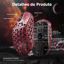 ATTACK SHARK R5Ultra Carbon Fiber Wireless Gaming Mouse, 8K Polling Rate, 42000 DPI – PAW3950 MAX Sensor – 39g Ultralight – Nordic 52840 MCU Chip – Wired/Bluetooth/2.4GHz Programmable Mouse For PC/Win - Đỏ - Xem 7