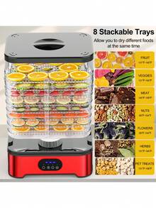8-Tray Food Dehydrator With Digital Timer And Temperature Control, Suitable For Making Jerky/Meat/Beef/Fruit/Vegetable, Pet Treats, Herbs And Yogurt, 400W - EU F Type Plug(220-240V) - View 5