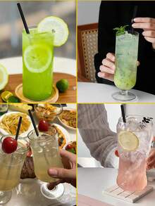 20/50/100/200/300/400pcs Black Flexible Straws, Coffee Stirrers, Beverage Accessories Suitable For Milkshakes, Slushies, Bubble Tea, Pearl Milk Tea, Iced Coffee, Suitable For Bars, Clubs, Restaurants And Home Use, Also Can Be Used As School Supplies - Multicolor - View 5