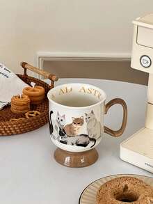 Cat Themed Mug, Cute Girlfriend Theme Couple Mugs, New Cat Ceramic Couple Cups, Gift For Her, Promotional Gift - Multicolor - View 6