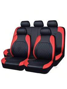 9 Stück universelle Autositzbezüge - Premium PVC-Leder, Diamant-Steppung, wasserdicht atmungsaktiv, kompatibel mit Airbags, auslaufsicher, fleckabweisend, staubdicht, rutschfest, rundum Schutz, geeignet für Limousinen, Lkw, SUVs, leicht zu reinigen, schnelle Installation, Luxus-Innenraum-Upgrade