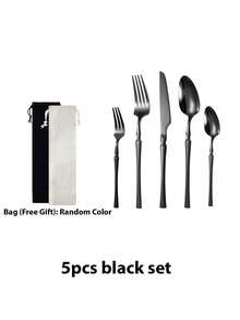 5pcs/30pcs Stainless Steel Cutlery Set, Creative Waist Design,High-Quality Stainless Steel Cutlery Set, Including Fork, Knife, Spoon, Teaspoon, Fruit Fork, Colored Stainless Steel Cutlery Set, Black Stainless Steel Cutlery Set - Multicolor - View 12