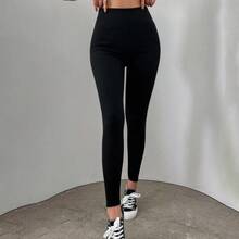 Livesso 女士修身保暖打底裤，秋冬季女士抓绒紧身裤 - 黑色 - 查看 8