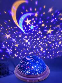 1pc Dreamlike Starry Sky Projection Lamp, Christmas Gift Small Night Light, Holiday Atmosphere Light, LED Romantic Starry Sky Projector, Stars & Moon - Multicolor - View 10