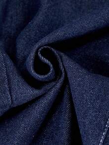 少女日常通勤休闲宽松阔腿牛仔裤 - 藍色 - 查看 10