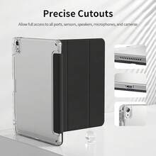 1pc With Pen Slot Premium Soft Silicone & Acrylic Material Protective Cover, New Year Themed | Suitable For 10.9 / 10.2 / 9.7,  Air 2 / 4th Generation / 5th Generation,  Pro 11-Inch (2022) / 10th Generation | Tablet PC Case With Pen Slot, Foldable Lightweight Stand Hybrid Design | Learning & Home Office Accessories, Streamlined Style, High-Quality Materials, Sturdy Structure | Perfect For Digital Artists, Christmas Accessories, School Students (Online Classes/Note-Taking), Office Workers (Remote Meetings/Business Presentations), Content Creators (Editing/Vlogging/Live Streaming) & Daily Use | Fashion-Forward Digital Accessory For Girls, Women & Teens - Bộ đồ liền thân acrylic gấp ba trong suốt màu hồng - Xem 7