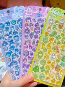 1Pc Simple Relief Rabbit Animal Octopus Dolphin Cute Cartoon Crystal Sticker Decoration Water Cup Backpack Card Notebook Fashionable Personalized Sticker - Multicolor - View 2