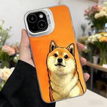 Cubierta de teléfono con diseño de perro shiba inu naranja para iPhone con texto CASETTO ideal para uso diario y regalos Aplicable a los teléfonos de la serie Apple y Galaxy - Blanco - Ver 7
