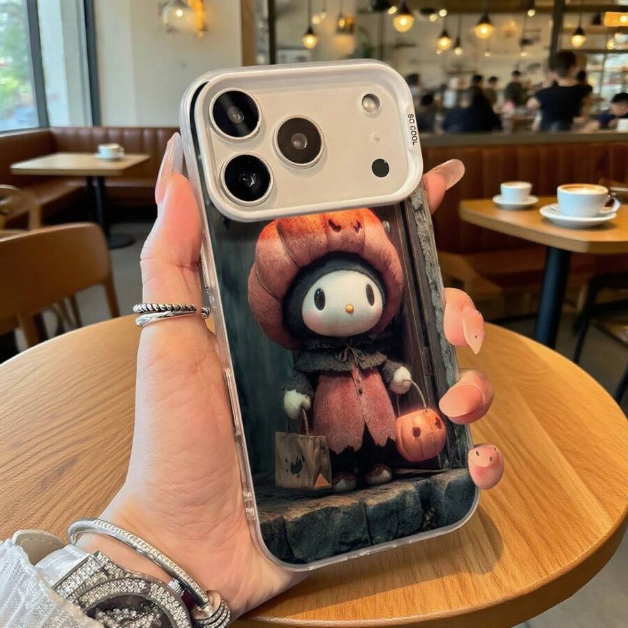 Funda de Teléfono Transparente Clara con Personaje de Pato Lindo Llevando Sombrero y Sosteniendo Calabaza Diseño de Tema Otoñal para iPhone 14 13 12 11 Pro Max y  Galaxy S23 S22 S21 S20 Adecuada para Todas las Estaciones Opción de Regalo Ideal - Plateado - Ver 1