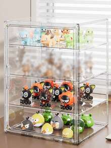 1个长方形透明收纳盒，防尘展示盒，适用于收藏品、鞋子、包包、玩偶和化妆品，适合客厅、展厅、商场等场所。